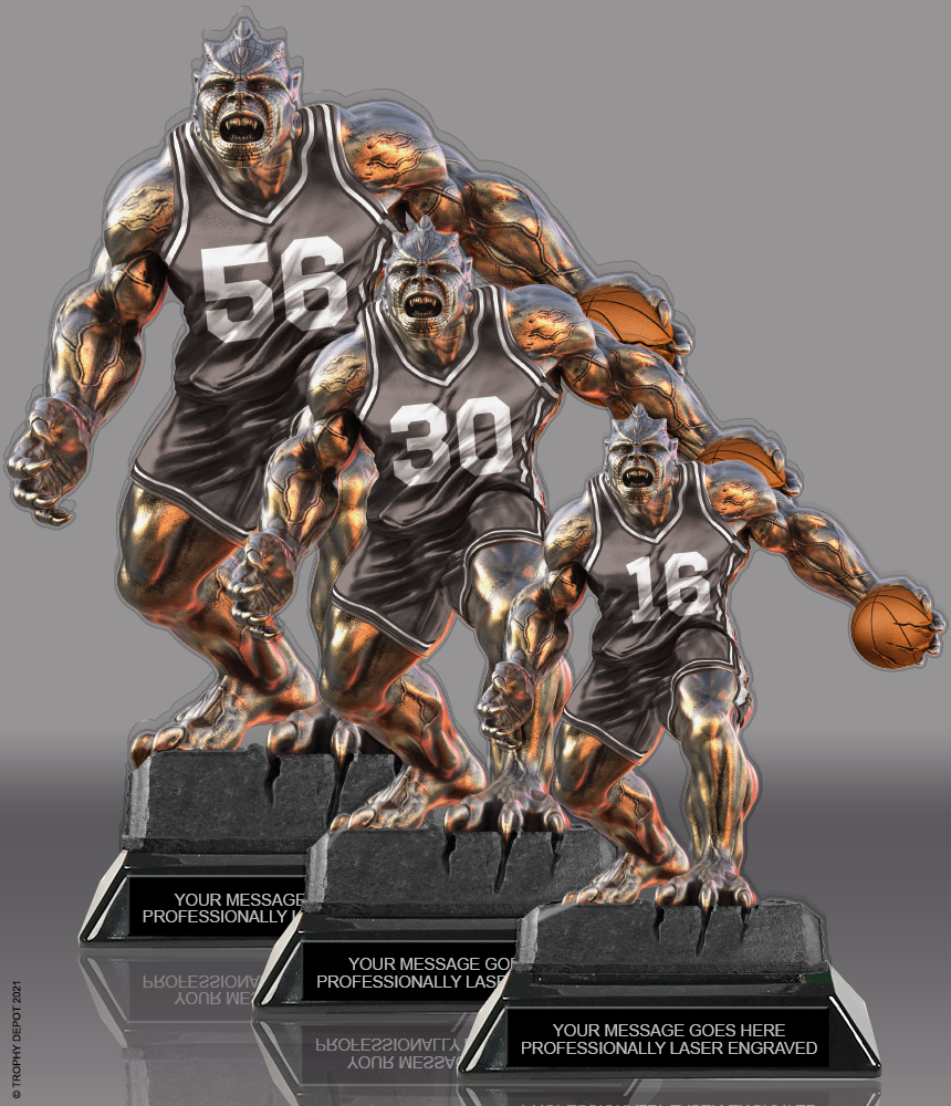 Beast Basketball Choose Your Number Acrylic Trophies - Grey