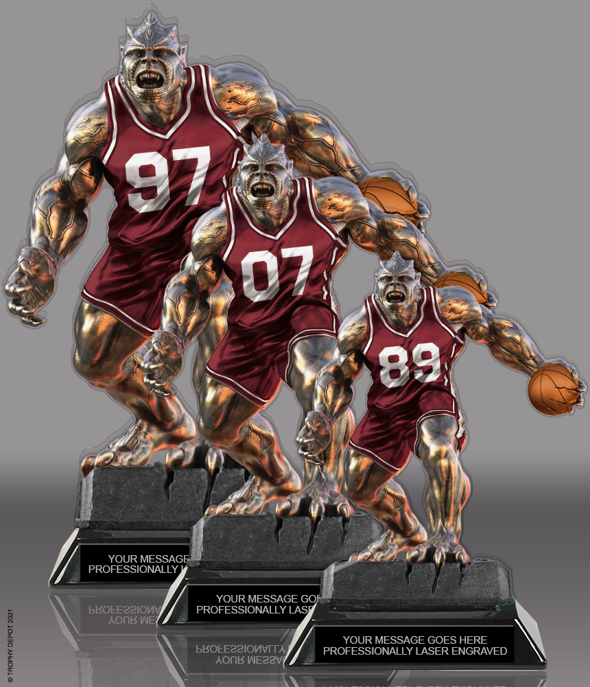 Beast Basketball Choose Your Number Acrylic Trophies - Maroon