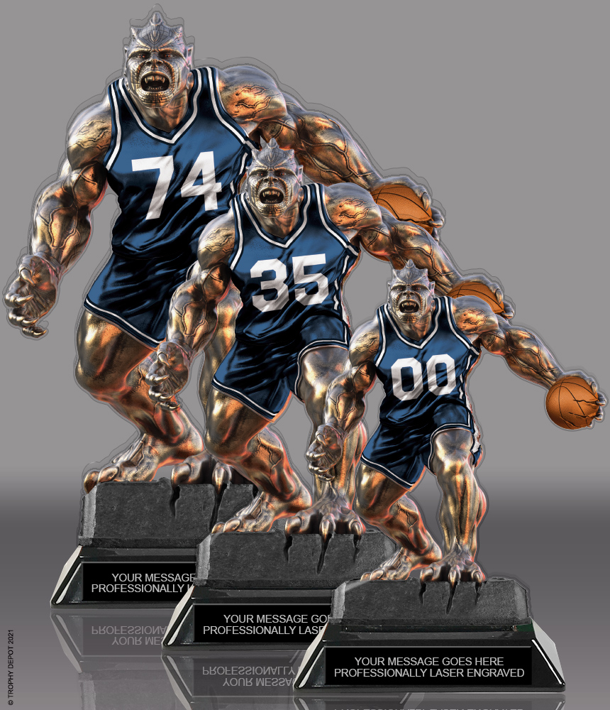 Beast Basketball Choose Your Number Acrylic Trophies - Navy