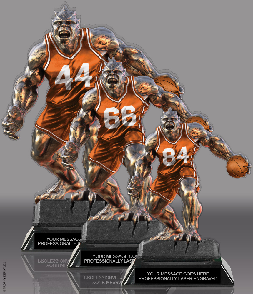 Beast Basketball Choose Your Number Acrylic Trophies - Orange