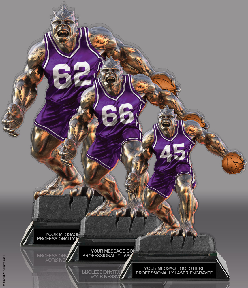 Beast Basketball Choose Your Number Acrylic Trophies - Purple