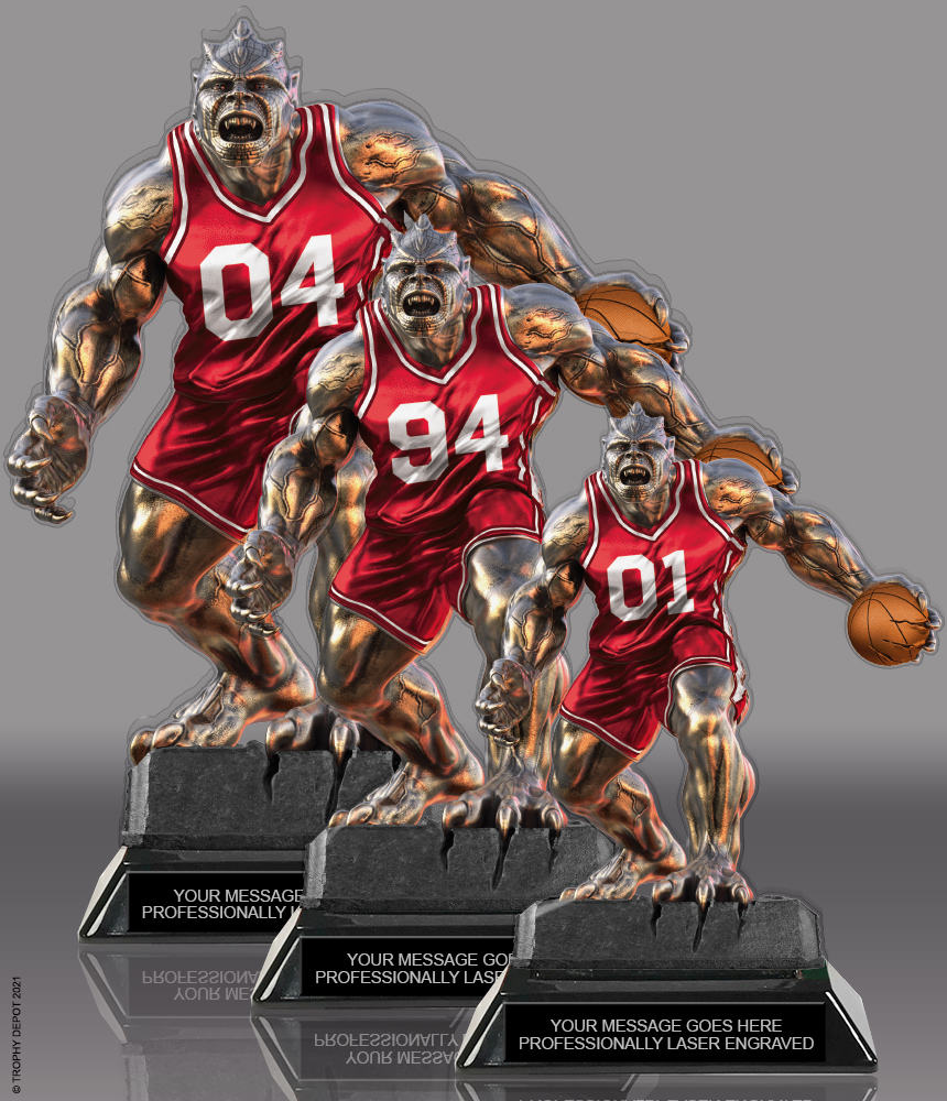 Beast Basketball Choose Your Number Acrylic Trophies - Red
