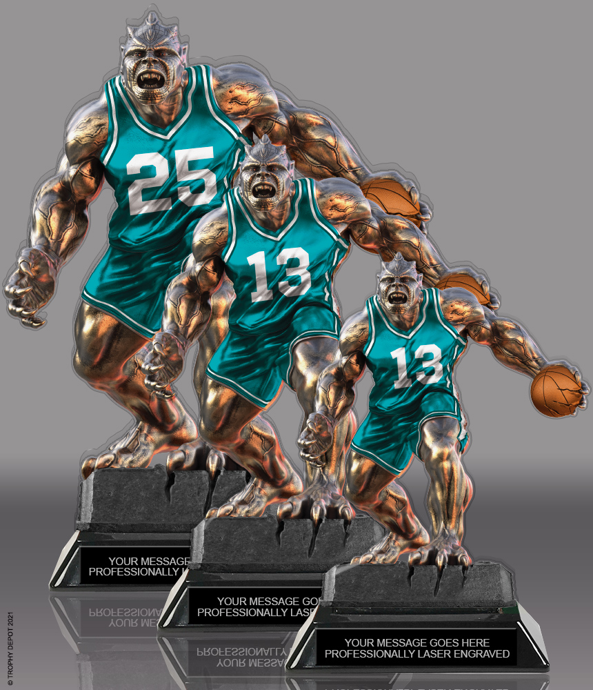 Beast Basketball Choose Your Number Acrylic Trophies - Teal