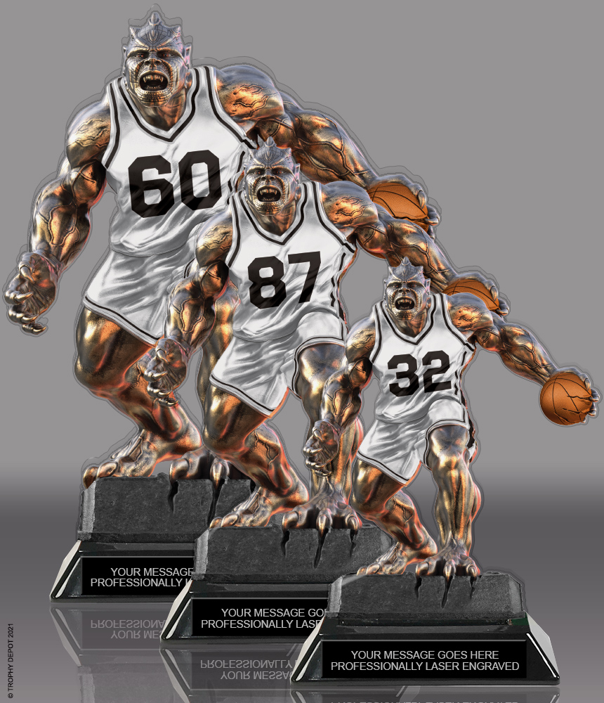 Beast Basketball Choose Your Number Acrylic Trophies - White