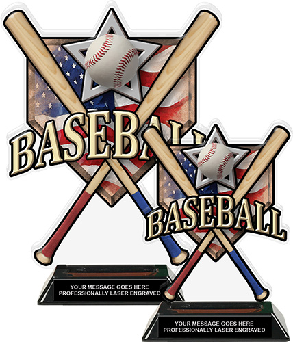 Baseball Home Plate Acrylic Trophies - Wood Bats
