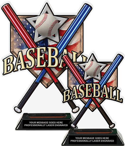 Baseball Home Plate Acrylic Trophies - Aluminum Bats