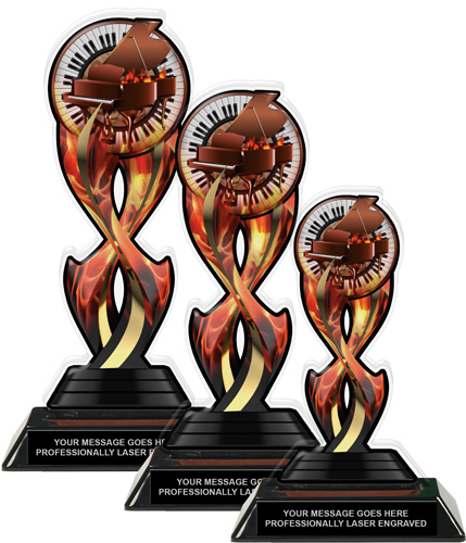 Piano Music Tribal Flames Colorix-T Acrylic Trophies