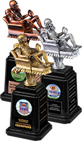 Armchair Fantasy Football Sculptures on Quad-Tower Bases