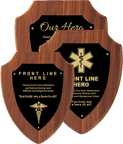 American Walnut Shield Recognition Plaques - Engraved