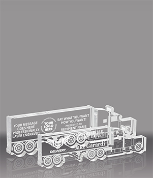 Conventional Tractor Trailer Acrylic Awards - Engraved