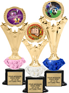 5 Star Diamond Riser Wreath Insert Trophies on Synthetic Bases
