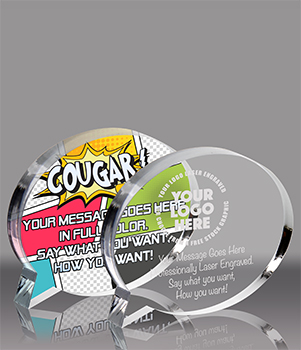 Speech Bubble Oval Acrylic Awards - Engraved or Color