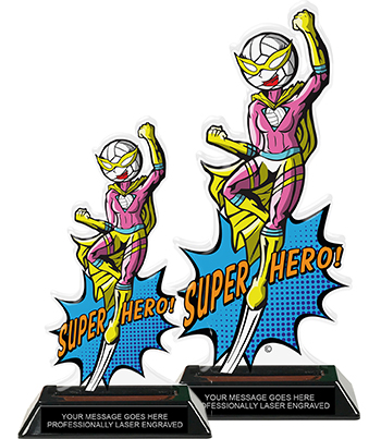 Volleyball Super Hero Acrylic Trophies- Female