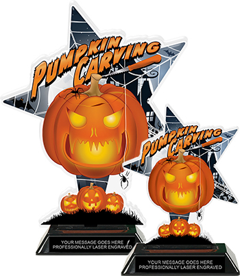 Pumpkin Carving Halloween Shattered Star Colorix Acrylic Trophies