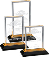 Acrylic Beveled Awards with Gold Reflective Bottoms