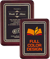 Black Stained Piano Finish Plaques with Florentine Borders - Engraved or Color