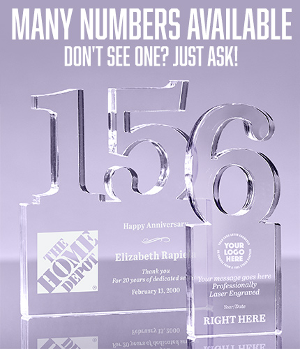Acrylic Number Awards - Engraved or Color