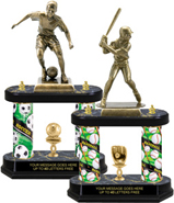 XL Antiqued Gold Tone Figures Two-Post Trophies