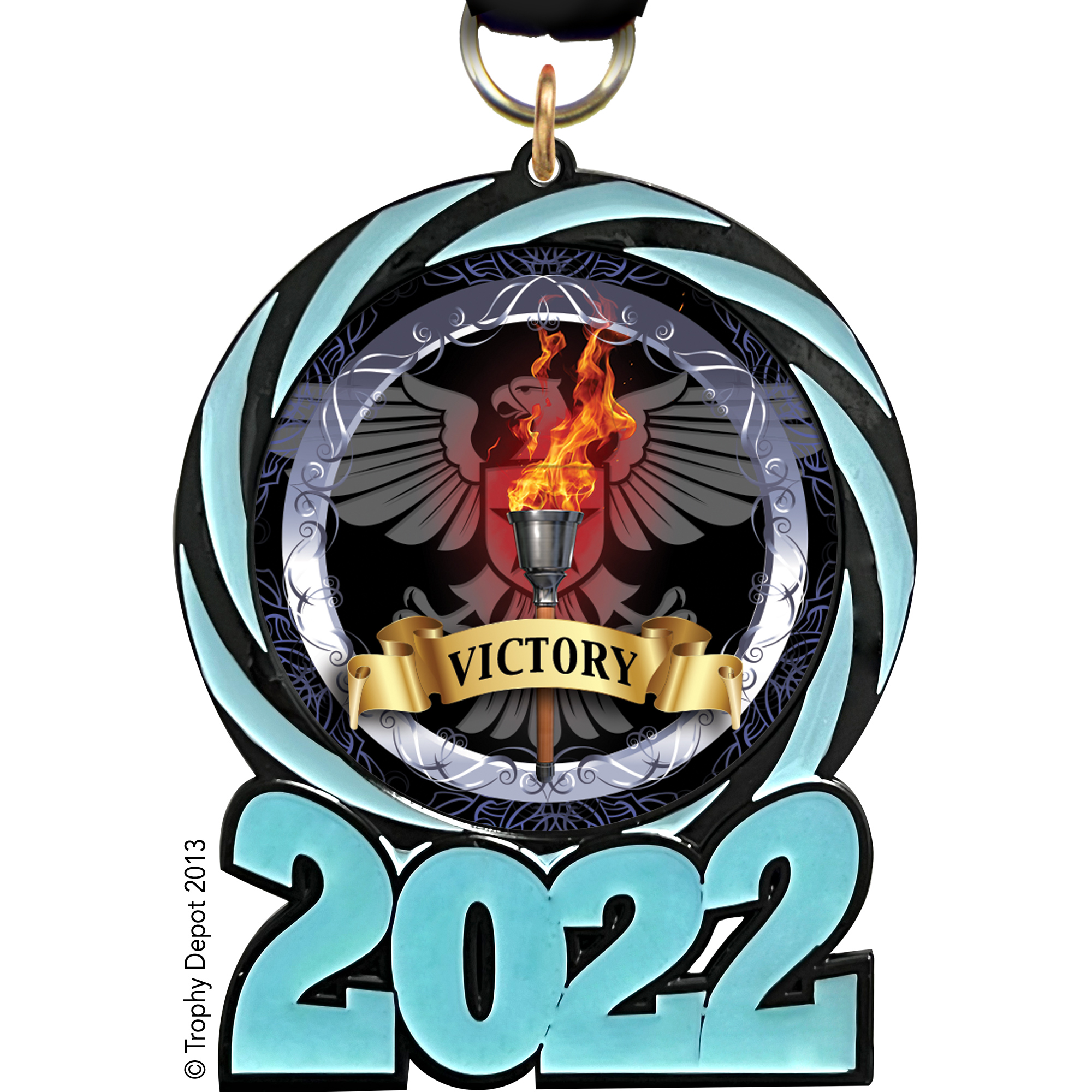 3 inch 2022 Glow-in-the-Dark Swirl Insert Medal