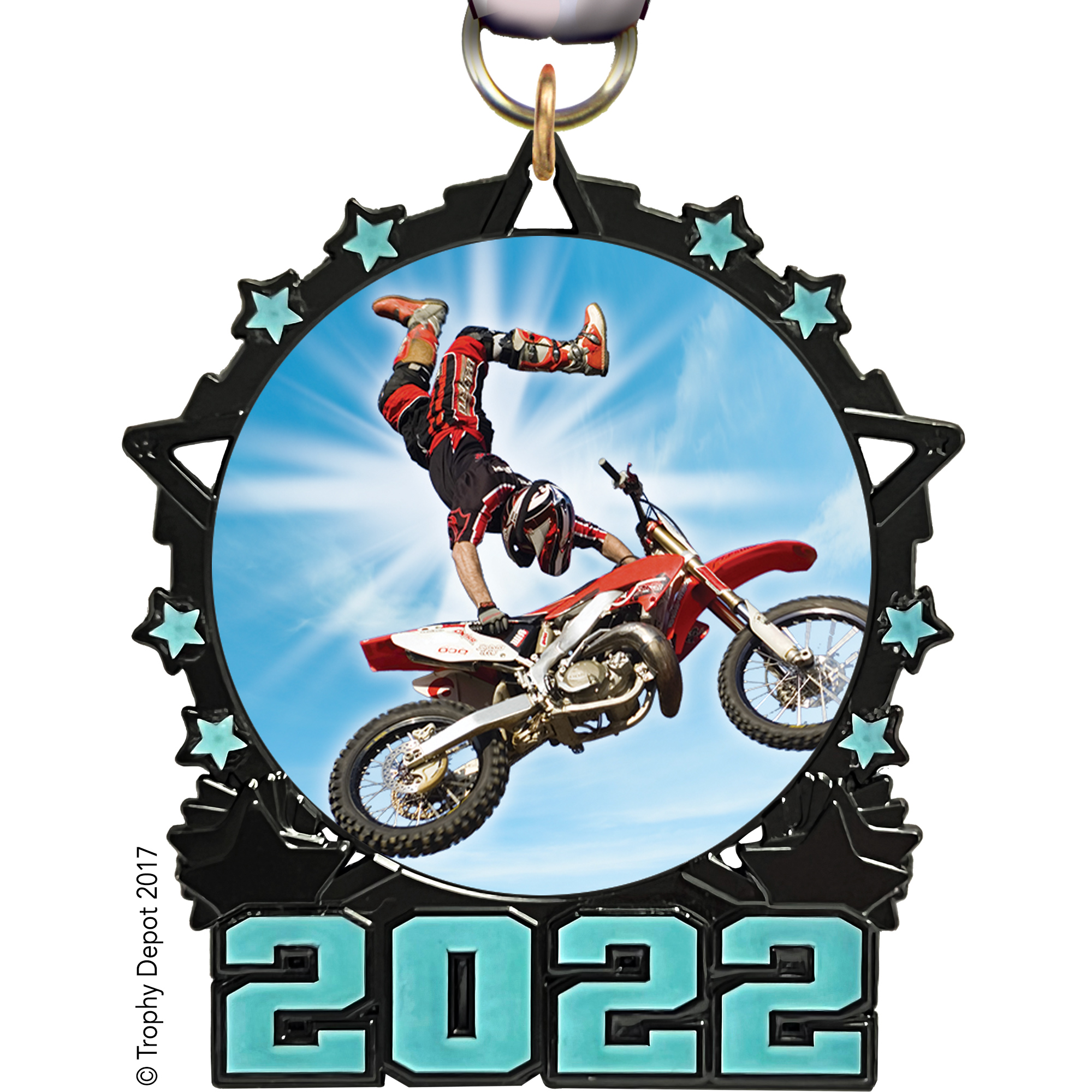 2.75 inch 2022 Star Frame Black with Glow Insert Medal