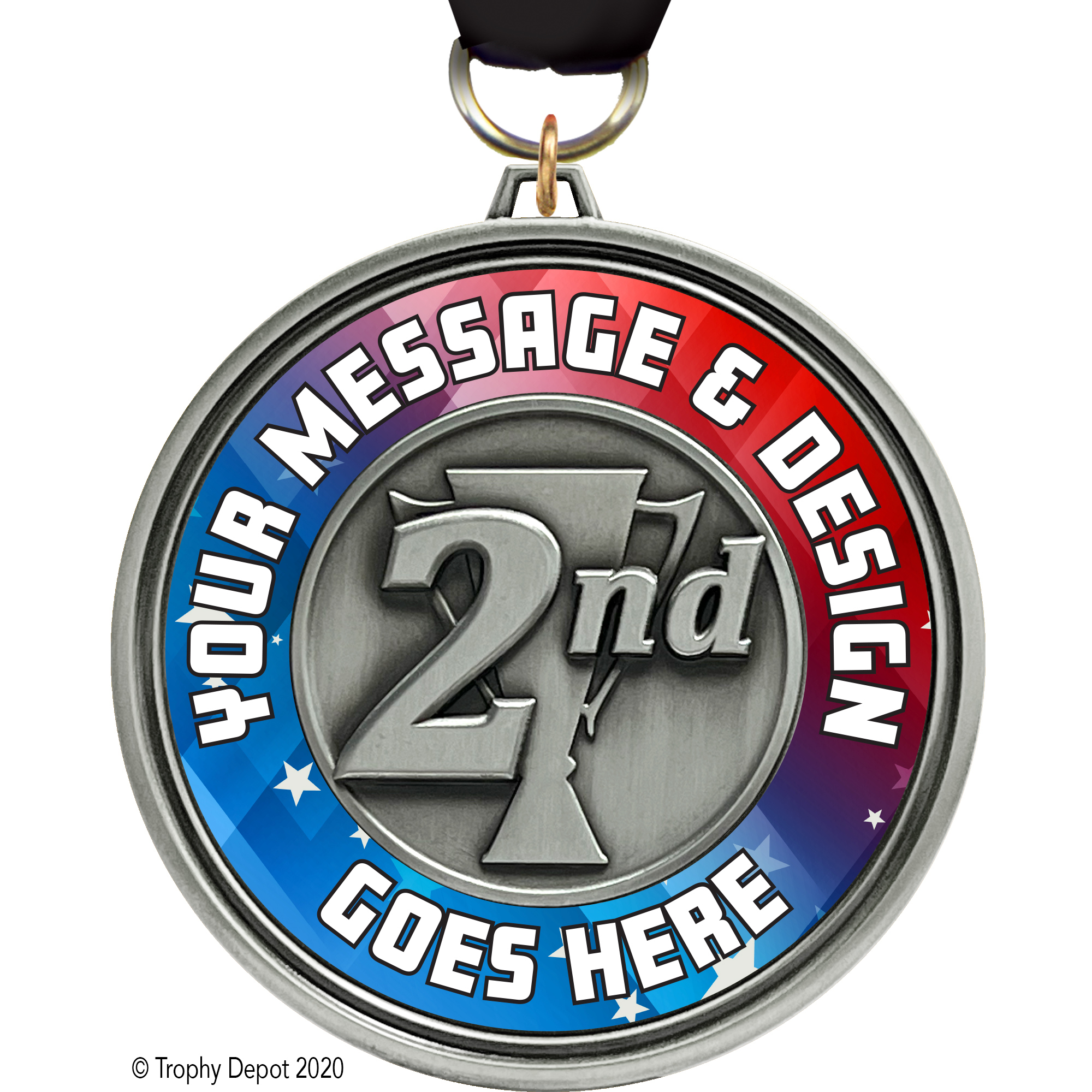 Custom 3 inch Eclipse Insert Medal - 2nd Place