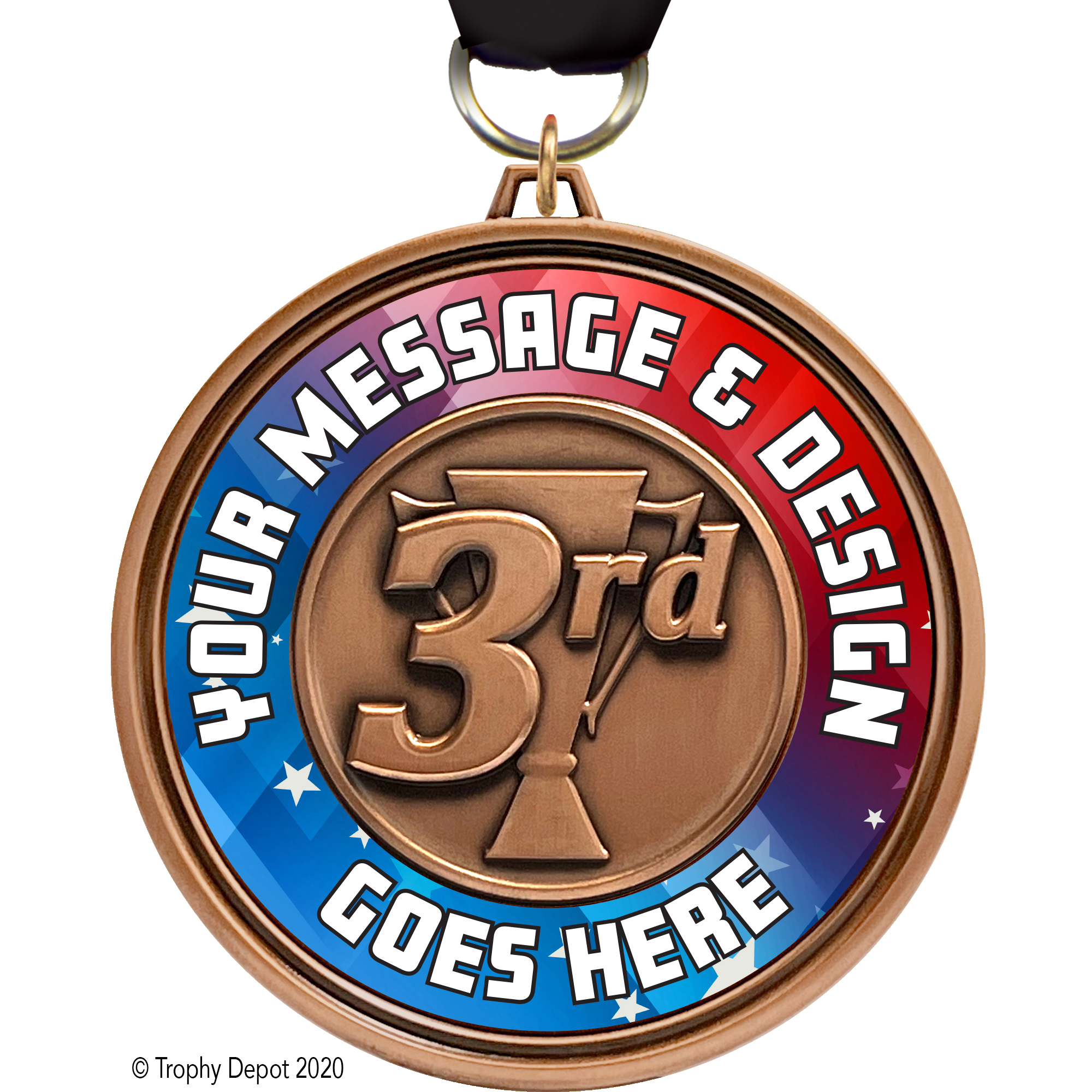 Custom 3 inch Eclipse Insert Medal - 3rd Place