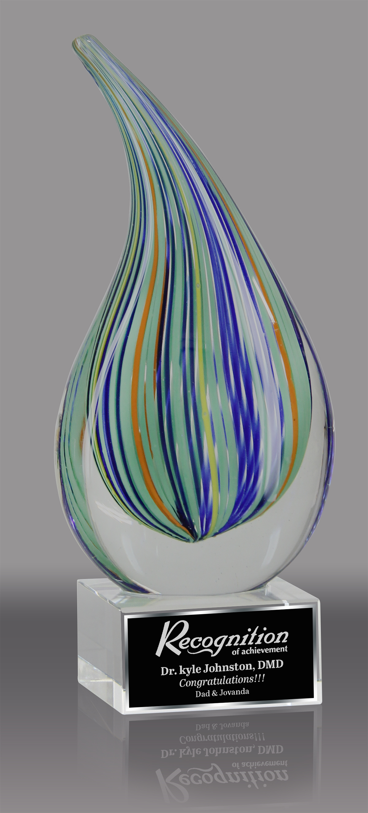 Droplet-Shaped Multi-Color Art Glass Award