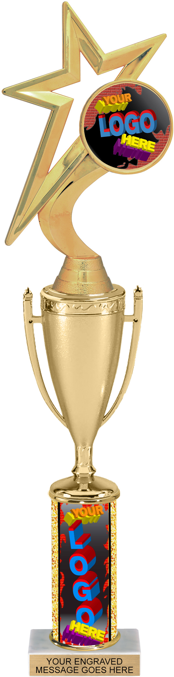 Cup Riser Custom Column & Insert Trophy - 16 inch
