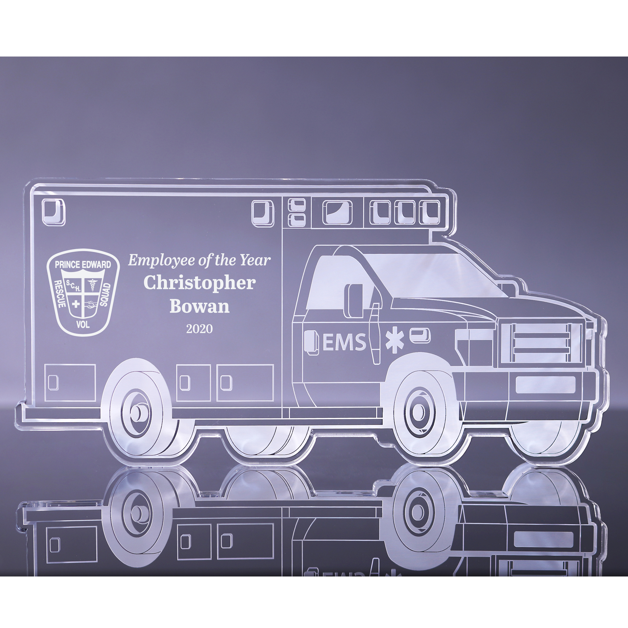 1 inch Thick Ambulance Acrylic Award - 11 inch