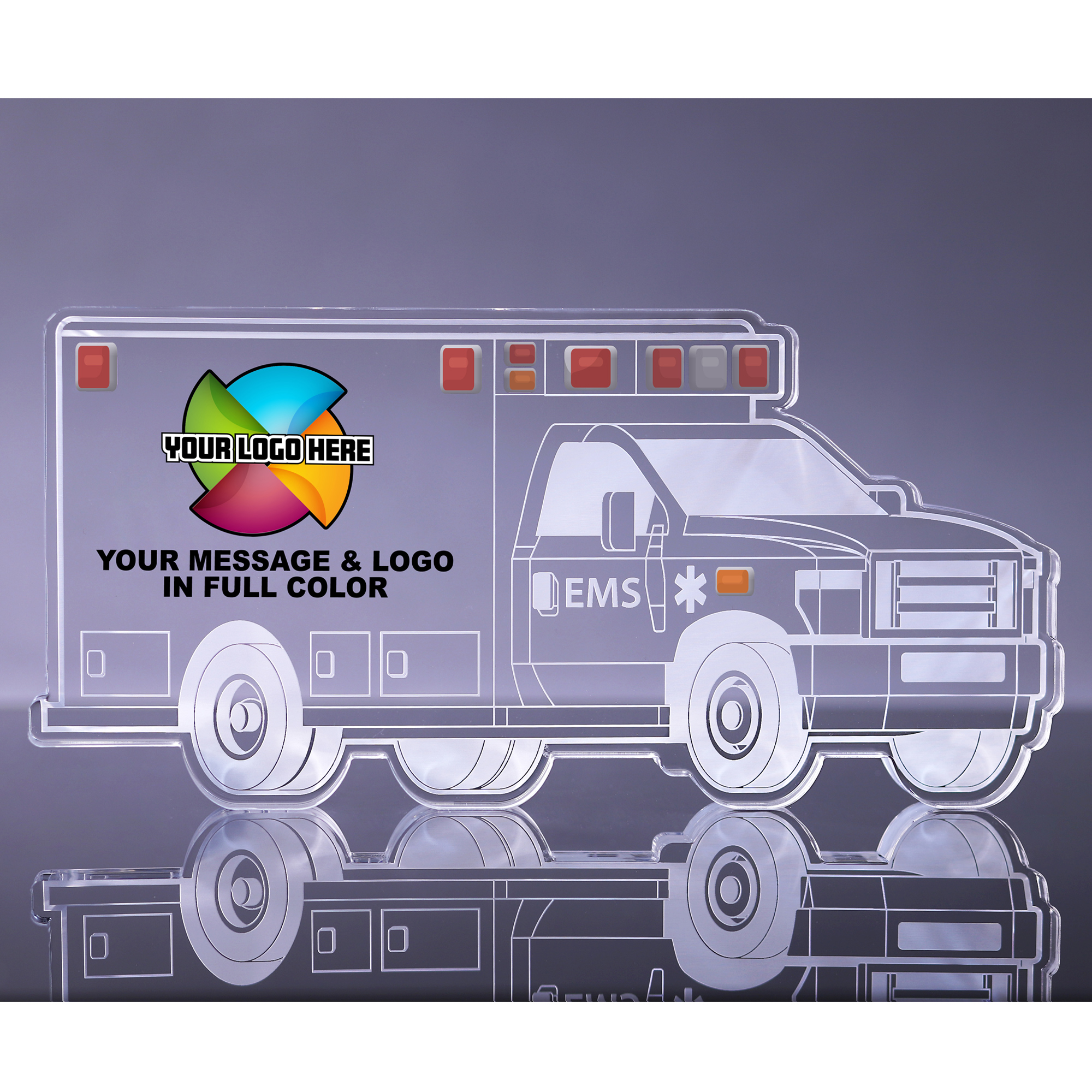 1 inch Thick Ambulance Acrylic Award - 13 inch Color