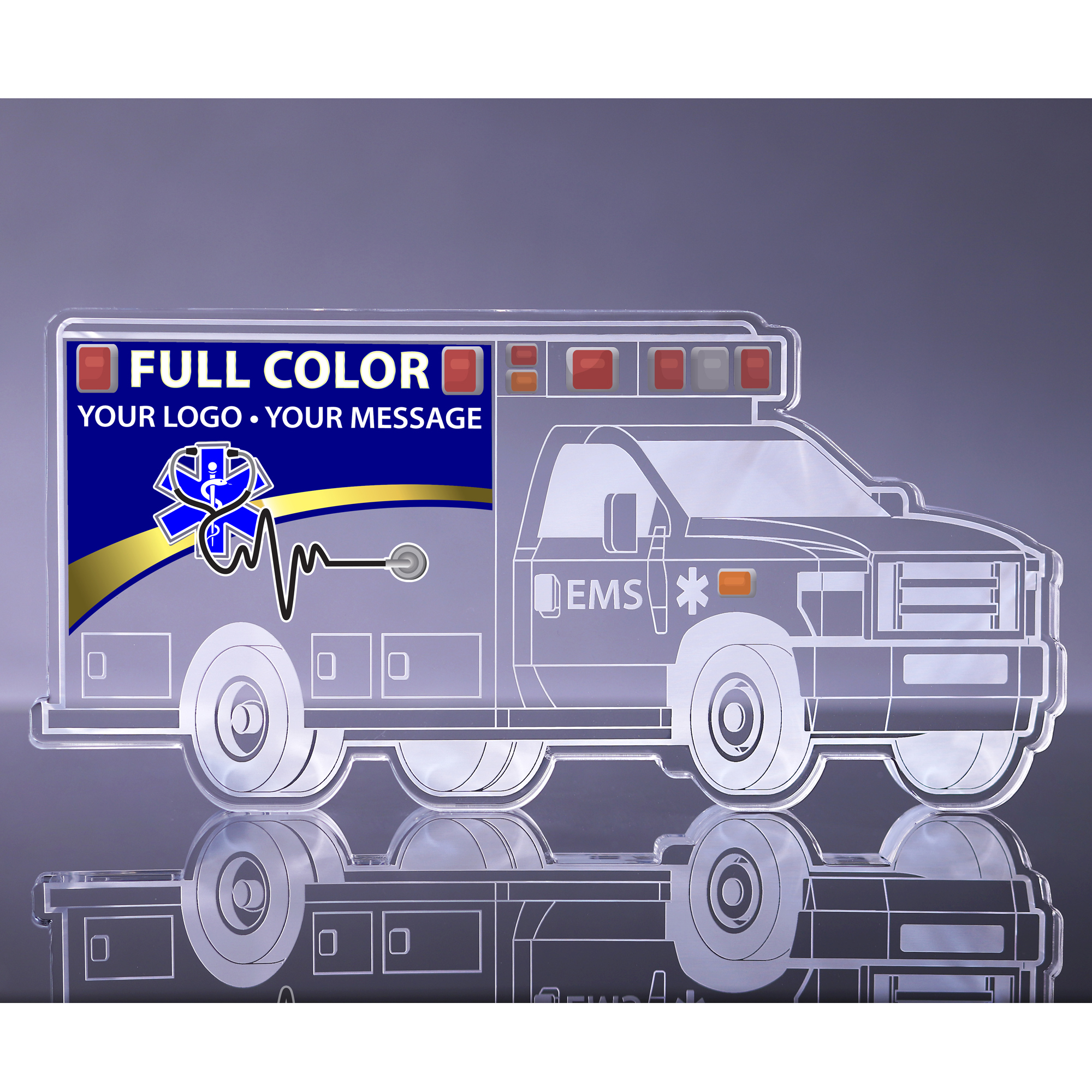 1 inch Thick Ambulance Acrylic Award - 9 inch Color