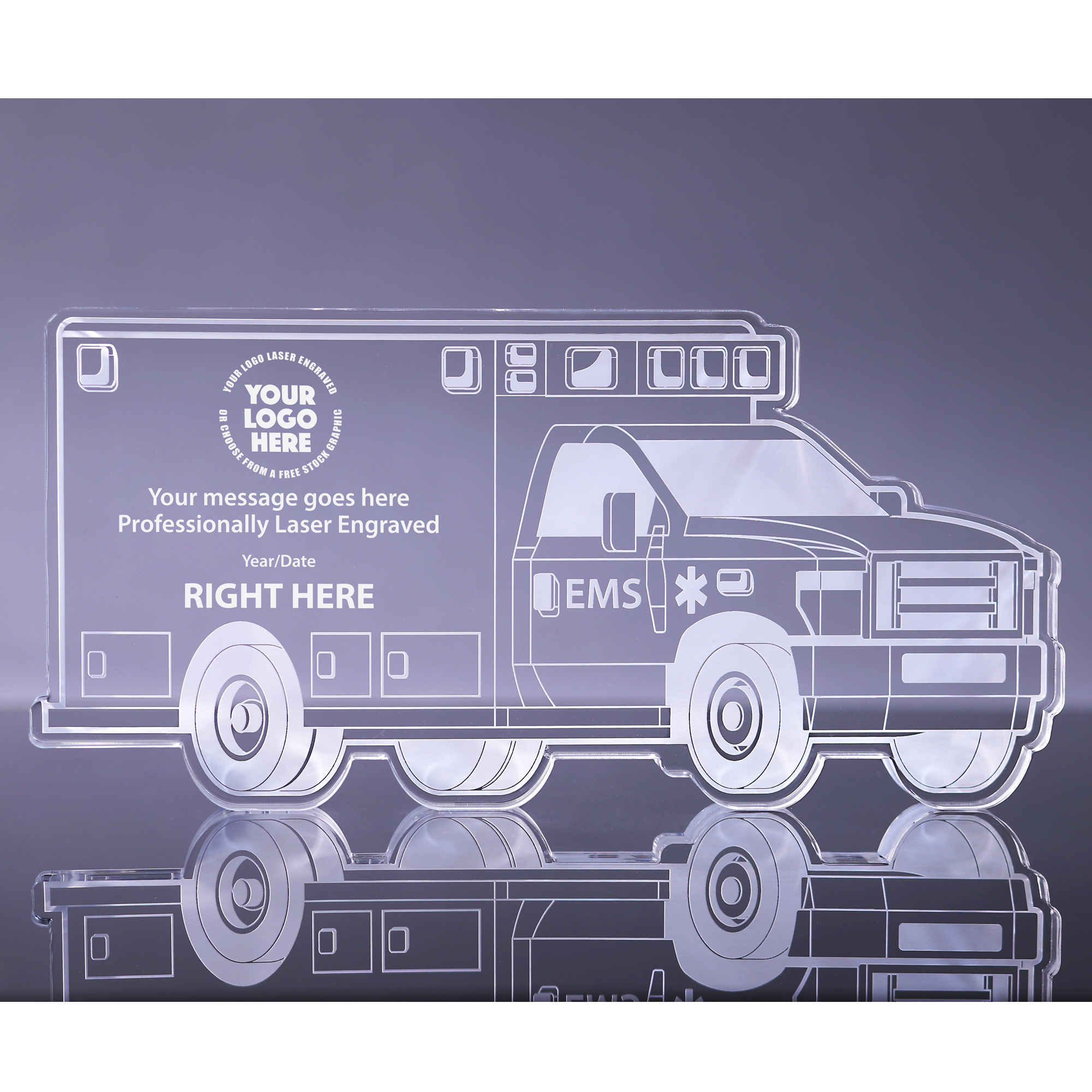 1 inch Thick Ambulance Acrylic Award - 9 inch
