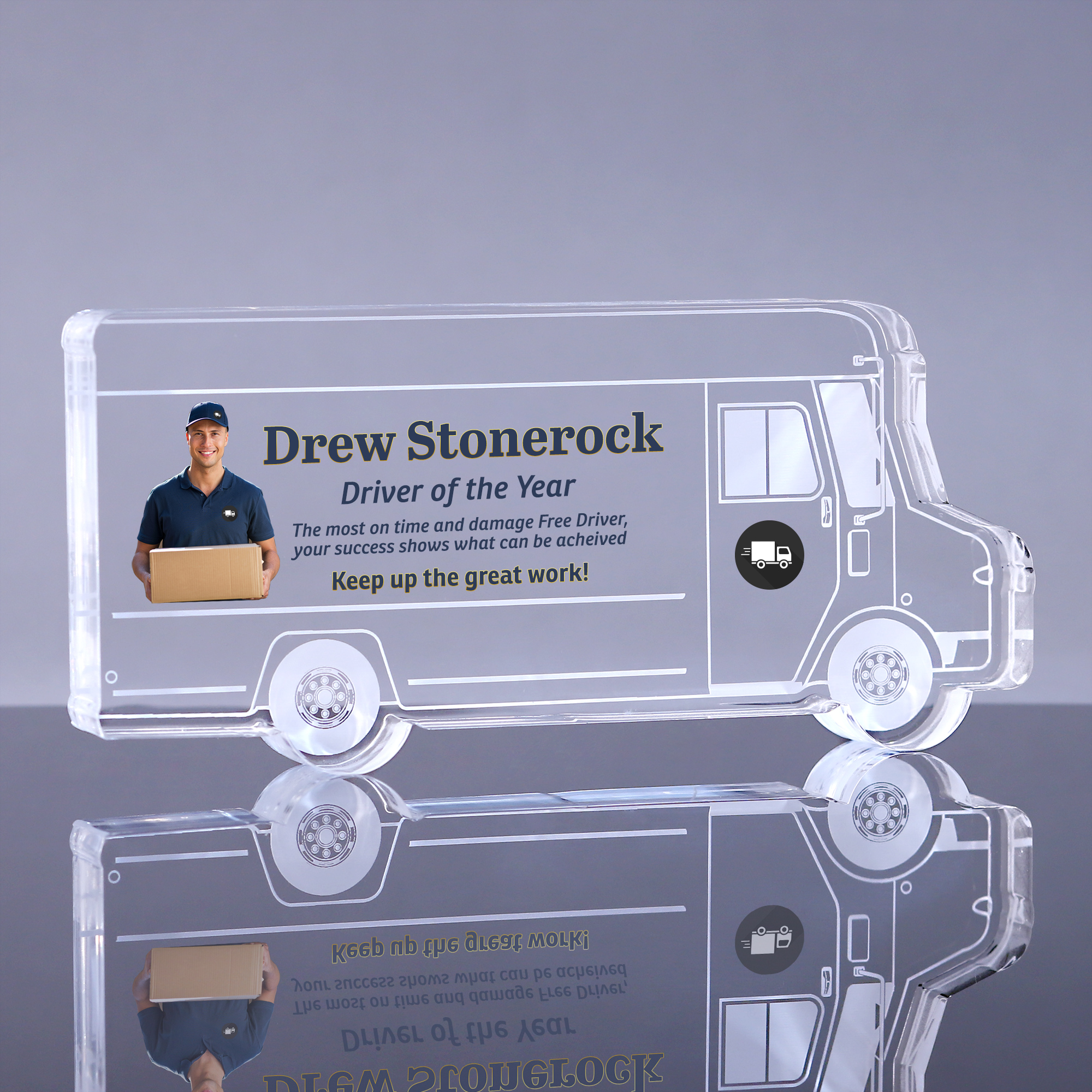1 inch Thick Delivery Truck Acrylic Award - 6 inch Color