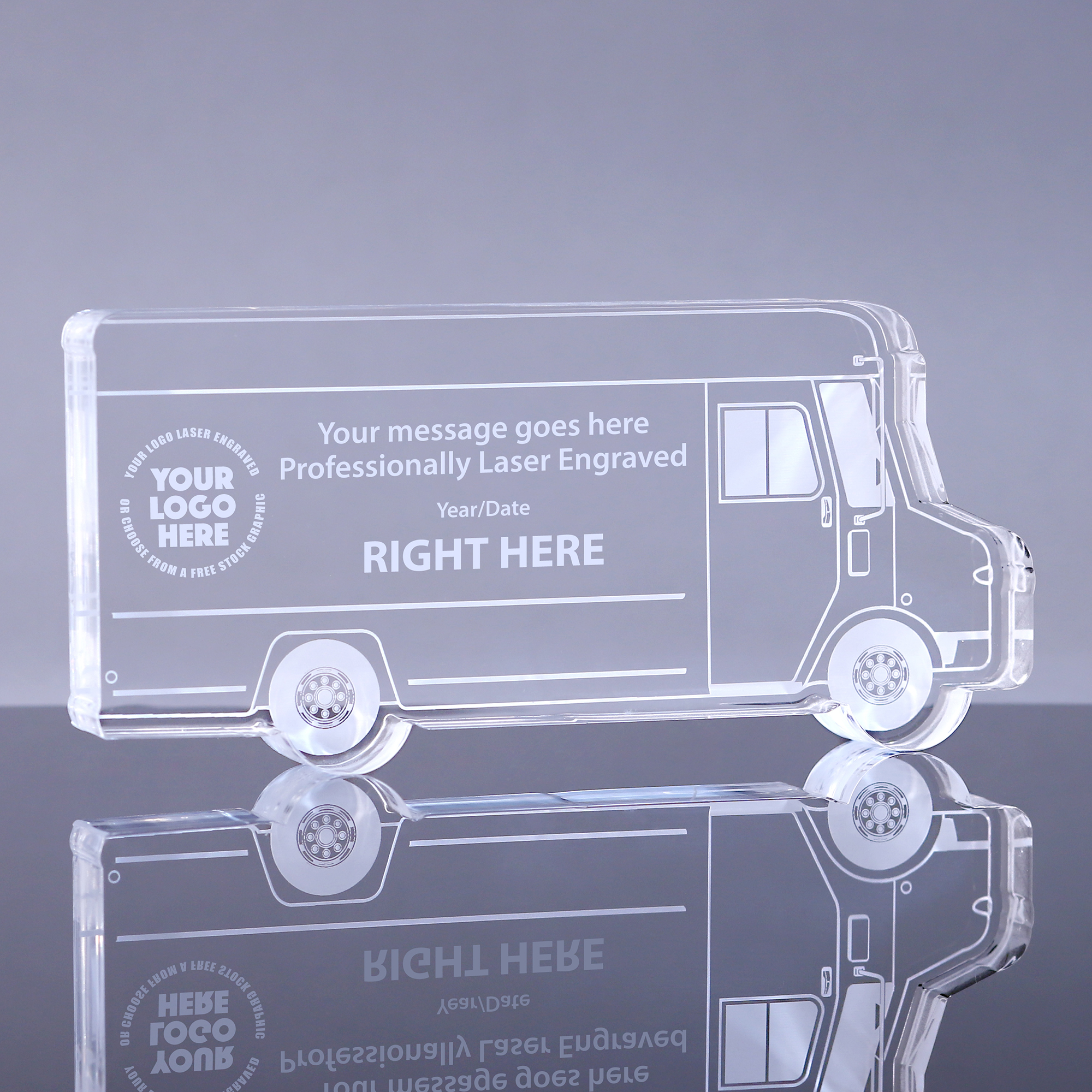 1 inch Thick Delivery Truck Acrylic Award - 6 inch
