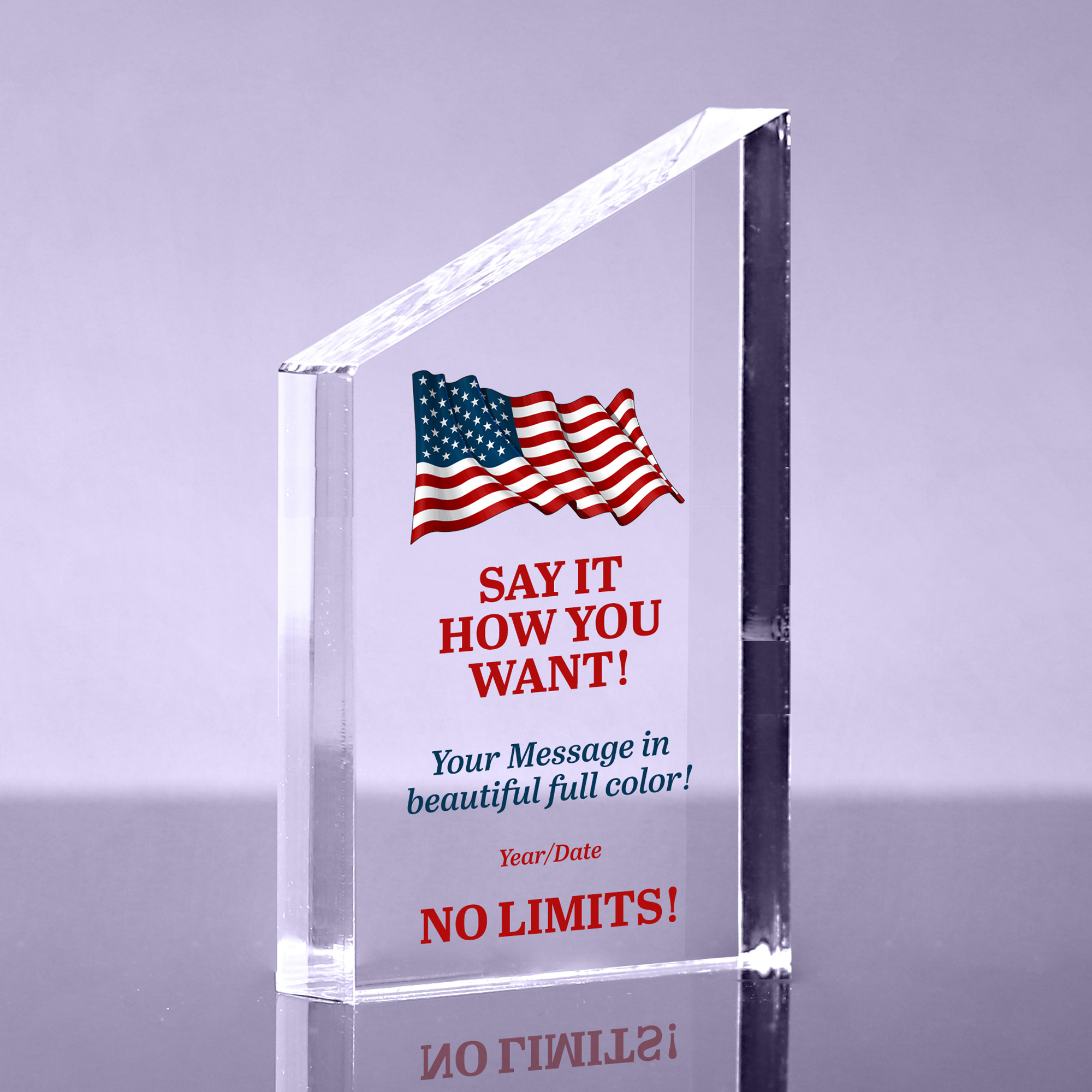 1 inch Thick Acrylic Peak Award - 6 inch Color