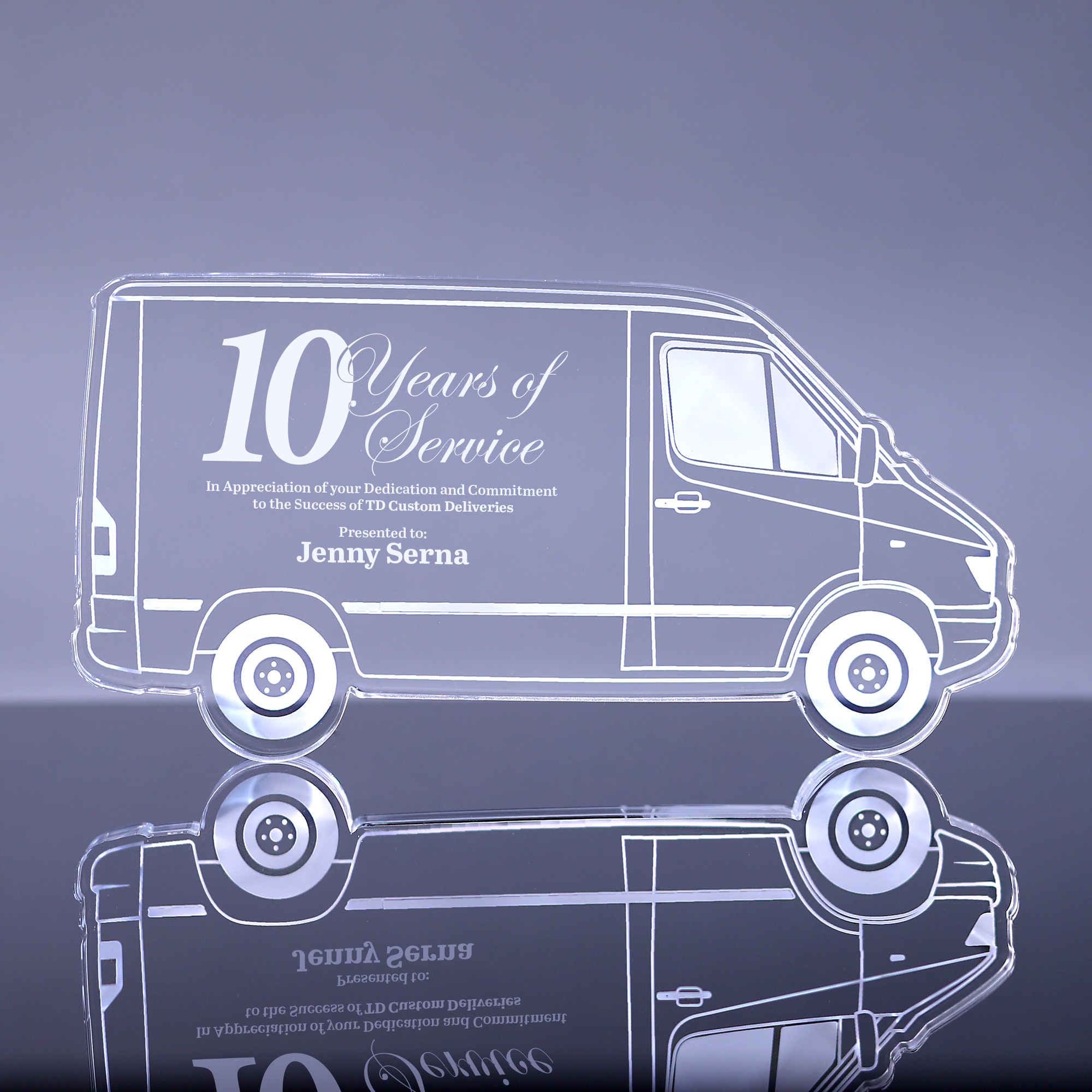 1 inch Thick Acrylic Cargo Van Award - 10 inch
