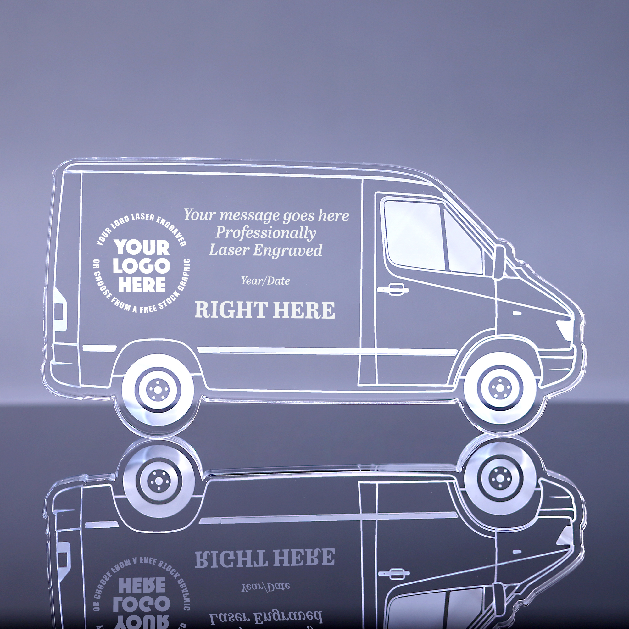 1 inch Thick Acrylic Cargo Van Award - 7 inch