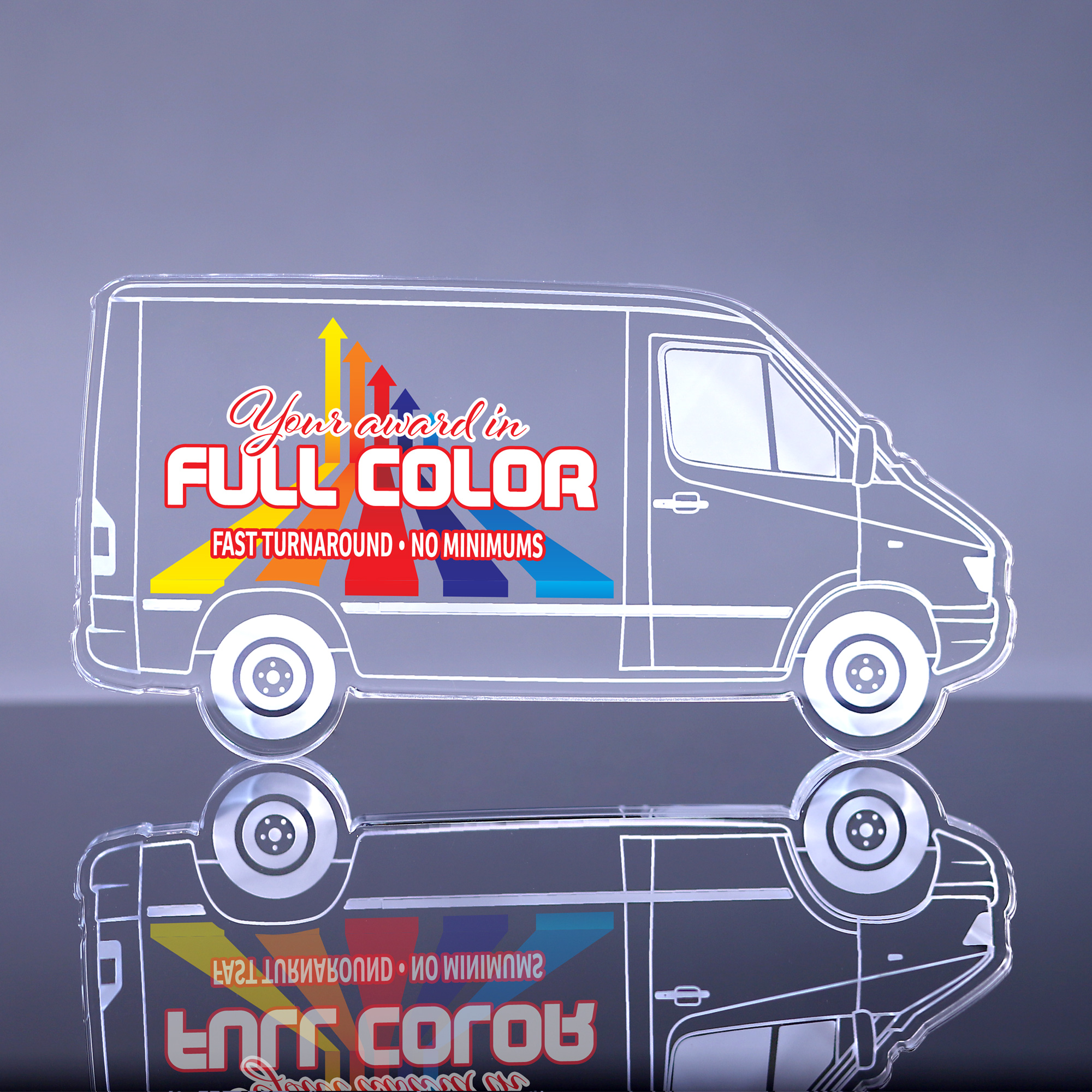 1 inch Thick Acrylic Cargo Van Award - 8.5 inch Color