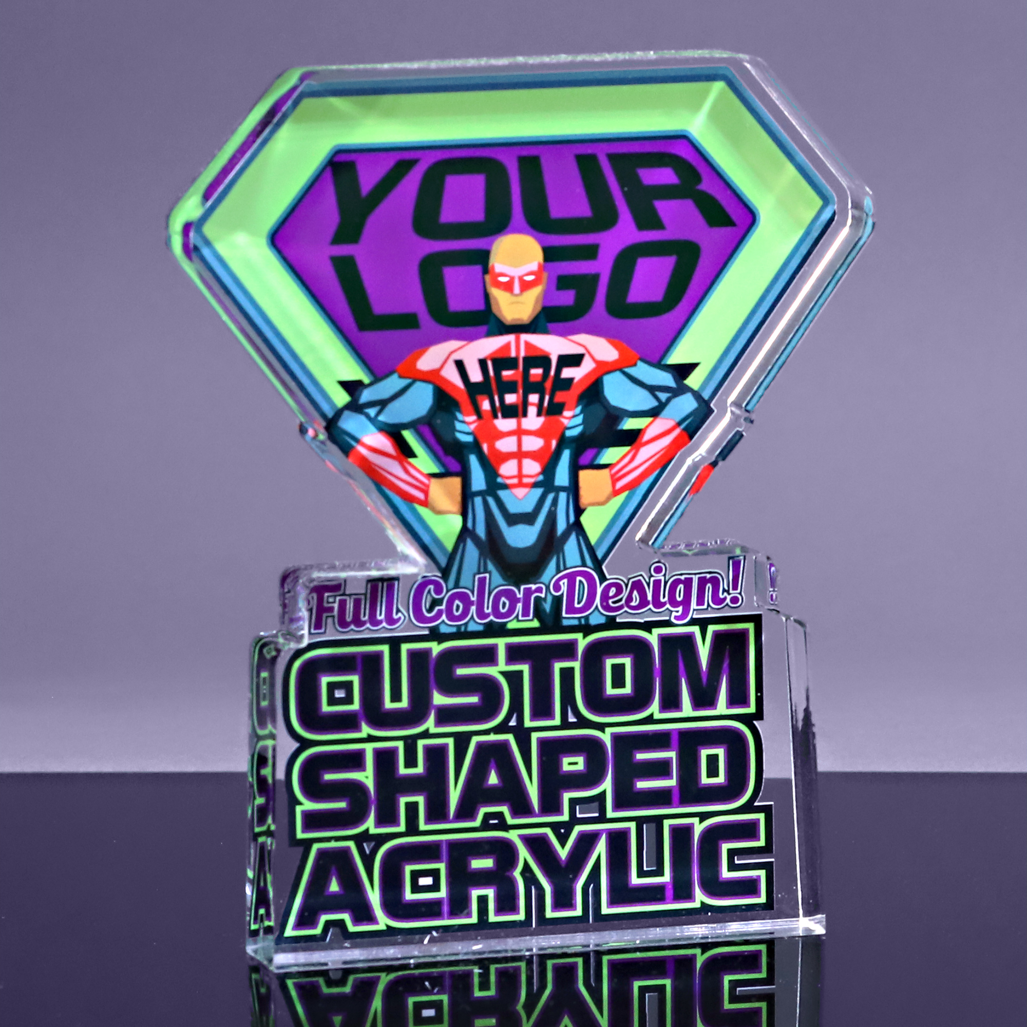  1 inch thick Custom Shaped Acrylic Award - 7 to 7.9 inches 