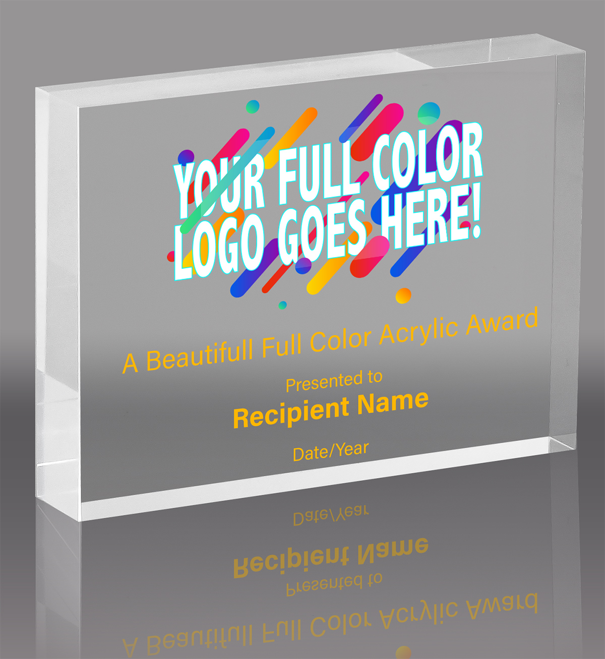 Custom Vibrix Acrylic Award- Horizontal