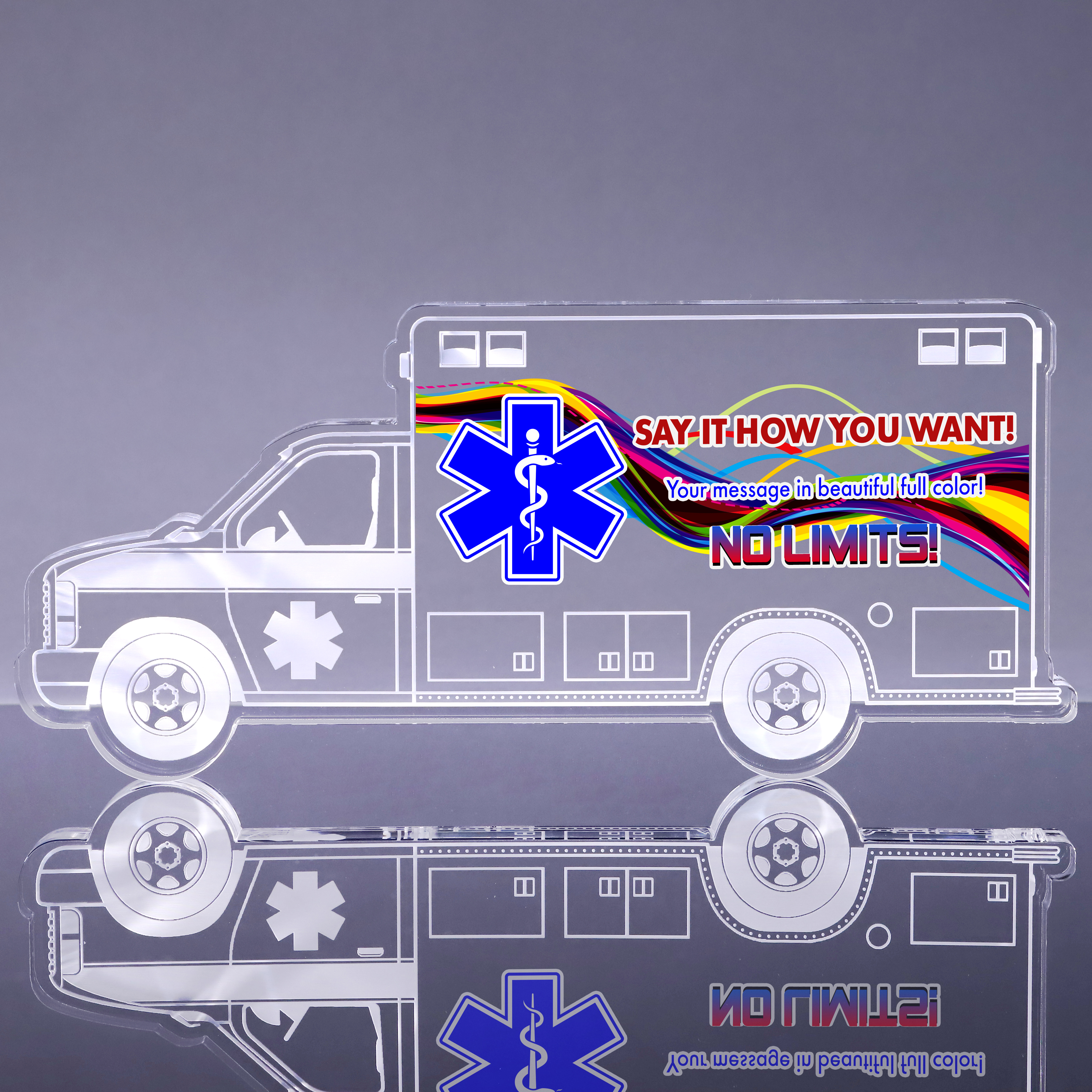 Ambulance Acrylic Award - 8 inch Color