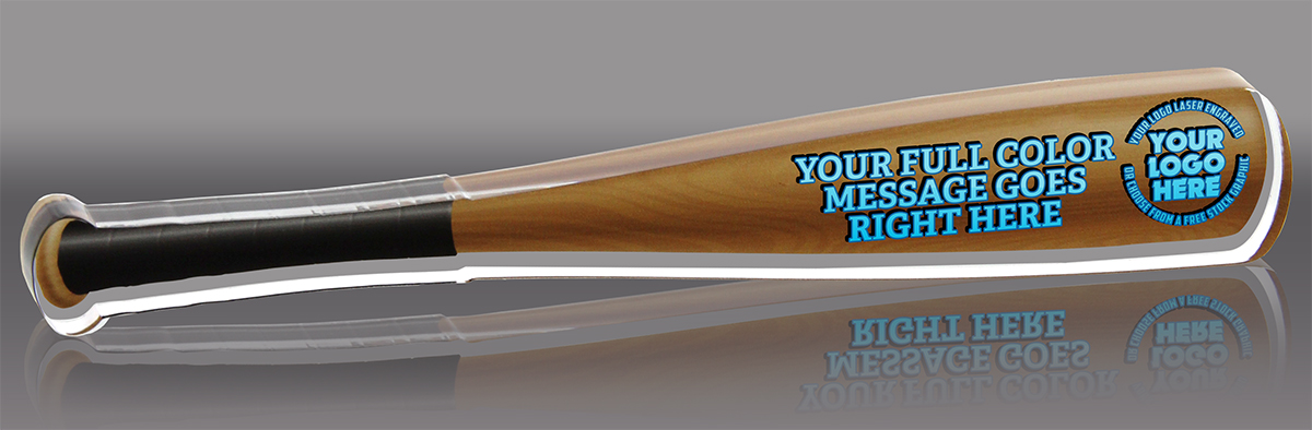 Baseball Bat Full Color Acrylic Award - 21 inch