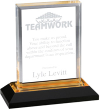 Acrylic Beveled Award with Gold Reflective Bottom