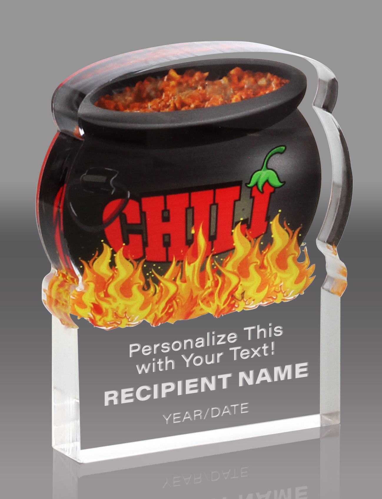 Chili Cook-Off Acrylic Award- 5x6 inch