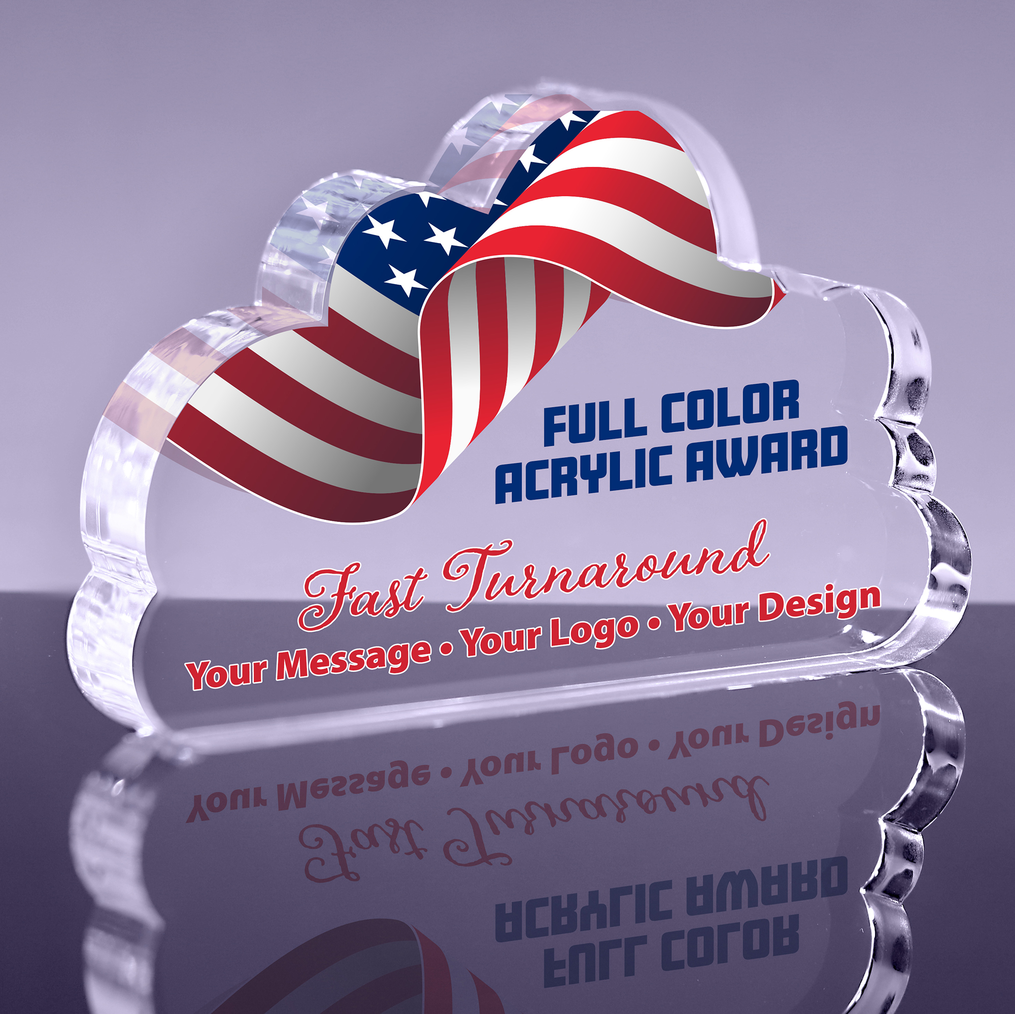 1 inch Thick Acrylic Cloud Award - 7.5 inch Color
