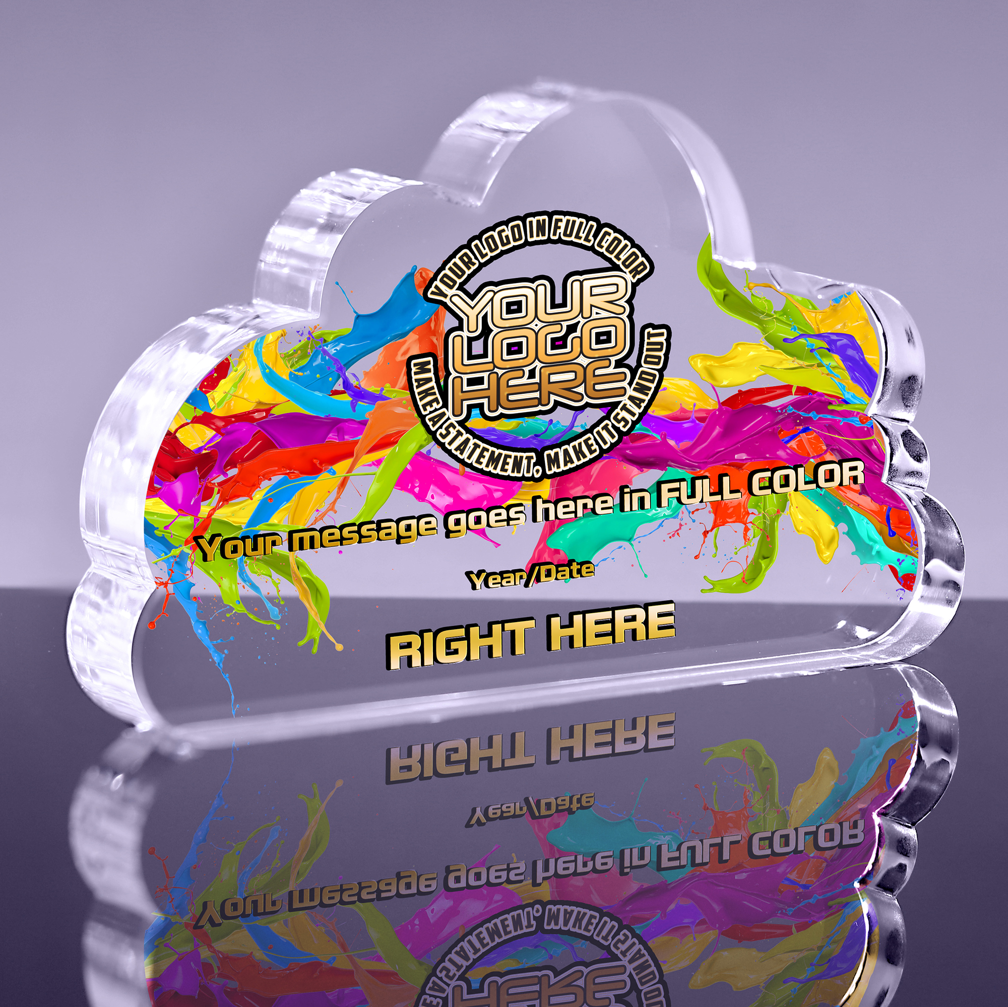 1 inch Thick Acrylic Cloud Award - 9 inch Color