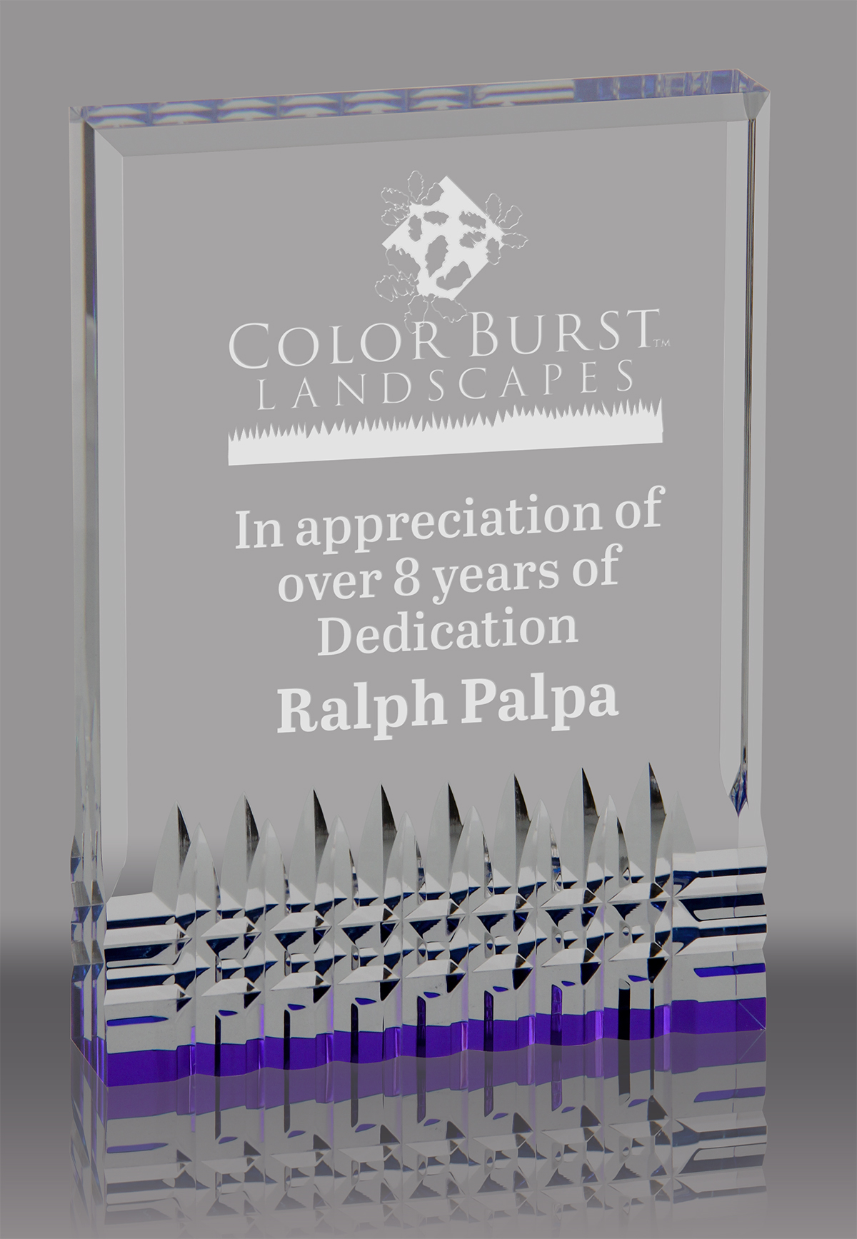 Reflective Base Acrylic Award- Purple 5x7 inch