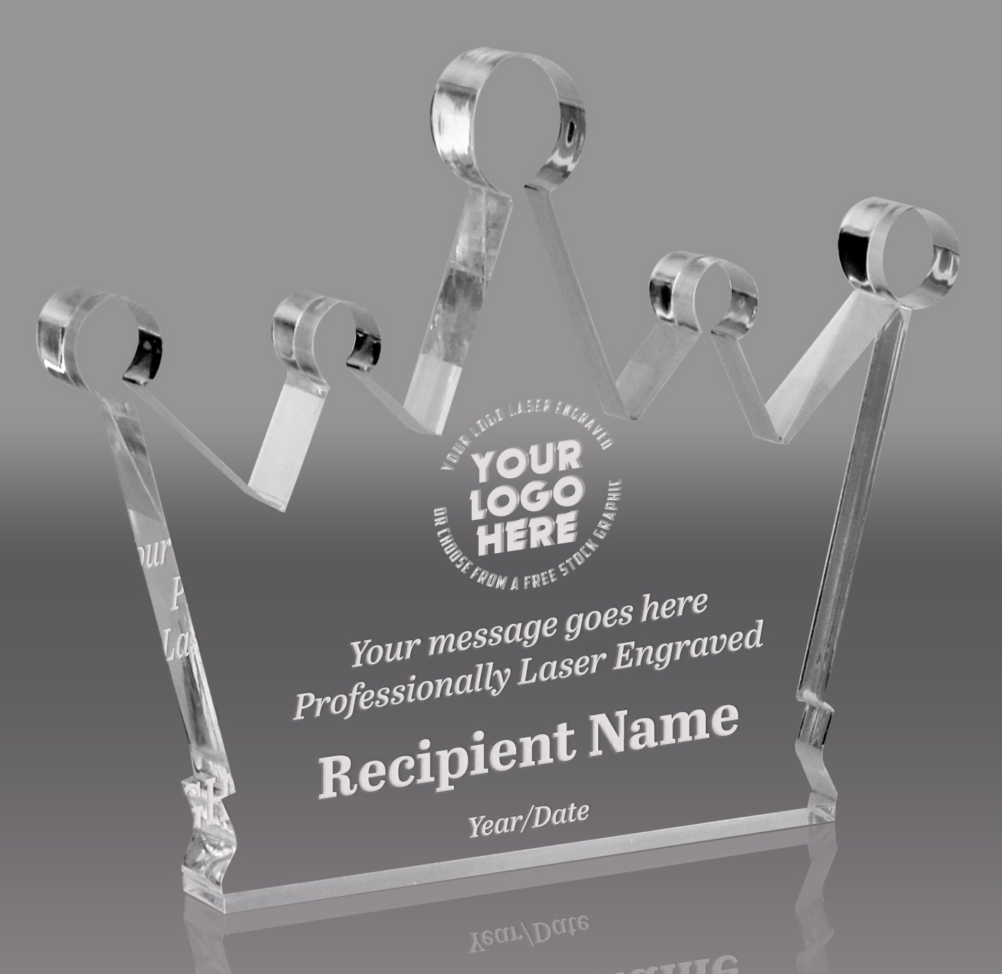 Acrylic Crown Awards Engraved