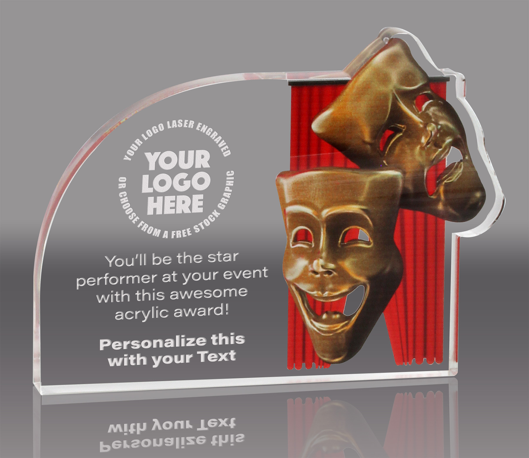 Drama Masks Acrylic Award- 7.5 x 5.5 inch