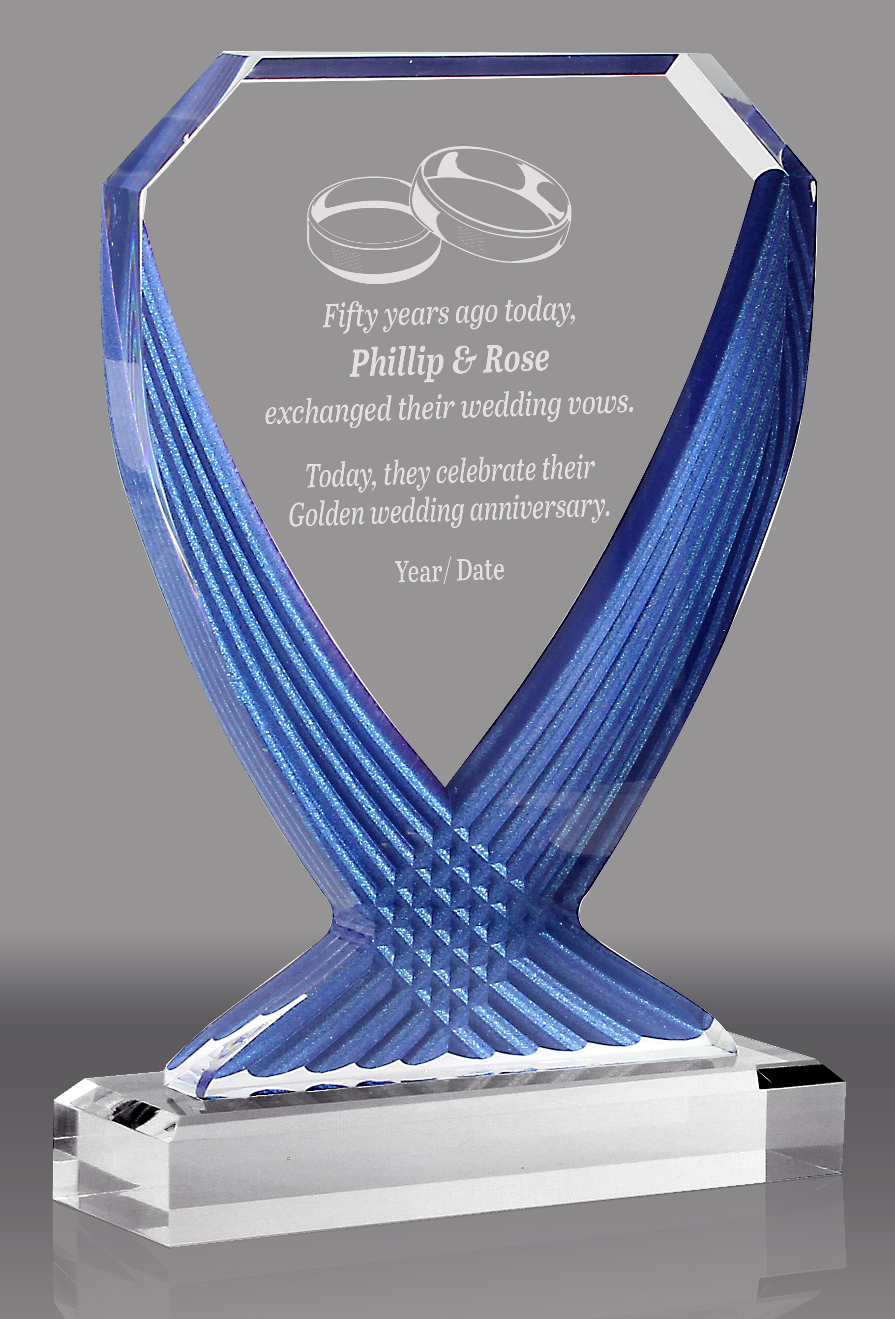Diamond Vase Acrylic Award - Blue 10 inch